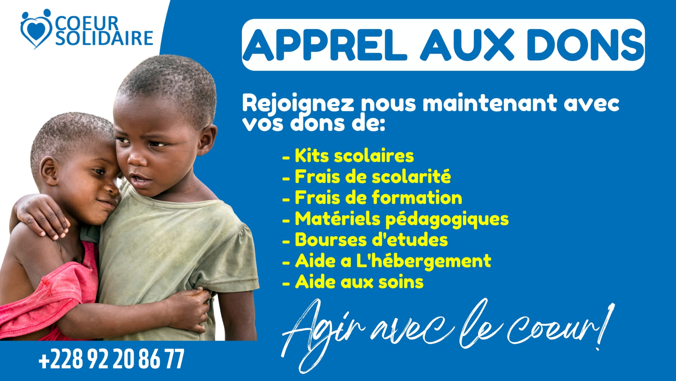 Appel aux dons Cœur Solidaire Togo